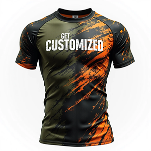 Premium MMA Rash Guard Compression Fit Stretch 100% Poliéster con arte sublimado personalizado Mangas completas/cortas para Jiu-Jitsu - Product Image 3