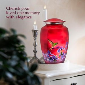 Urnes pour cendres humaines Urnes funéraires décoratives pour femmes adultes et hommes Urne de taille personnalisée Rouge - Product Image 5