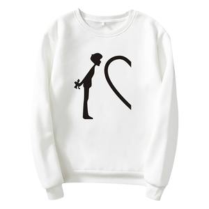 Ensemble chemise pour couple Logo personnalisé hommes 100% coton à manches longues col montant pull couleur unie sweat-shirt oversize imprimé teint uni - Product Image 5