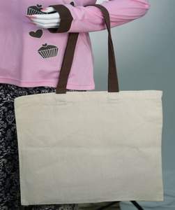 Wholesale Fashion Embroidery Cotton Canvas Tote <b>Bags</b> Zipper Closure Reusable for College Grocery Shopping Colored Options - Product Image 5