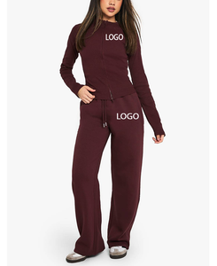 Conjunto Deportivo de 2 Piezas para Mujer, Estilo Modesto, Color Sólido, Cintura Alta, Cordón Ajustable, Corte Ajustado, Felpa Suave - Product Image 5