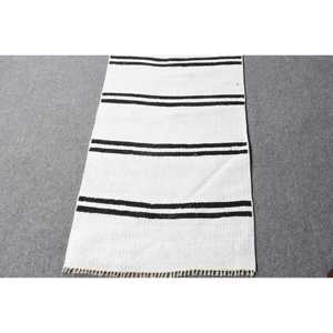 1.8x8.4 ft Vintage <b>Runner</b> <b>Rug</b>, White Black Turkish Animal Print Wool <b>Rug</b> - Product Image 4