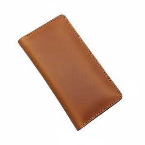 Portefeuille long en cuir de vache 100% Tan Geoffrey Signature Collection Slim pour cartes et argent, style vintage avec fermeture ouverte - Product Image 2