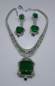 Conjunto de Collar y Aretes de Moda con Acabado Plateado de Alta Calidad y Piedras de Circonio Doble, Colección para Bodas y Fiestas para Mujer - Product Image 2