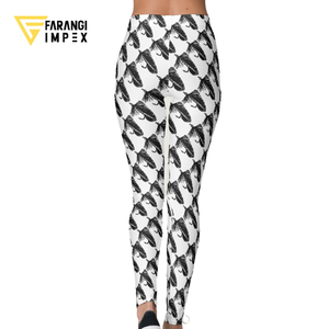 Leggings de sport imprimés numériquement par sublimation personnalisée pour femmes, motif pêche noir, taille haute, longueur intégrale, extensibles, pour yoga - Product Image 5