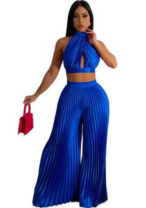 Vente en gros d'usine Vêtements pour femmes Ensemble haut et pantalon de couleur unie de haute qualité pour femmes - Product Image 4