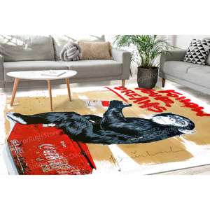 Street <b>Rugs</b> Printed <b>Rug</b>: Cute Banksy Monkey Graffiti Design,<b>Chenille</b> <b>Rug</b> - Product Image 3