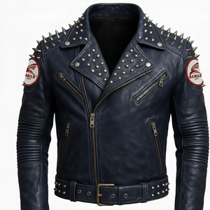 Chaqueta de Cuero Personalizada Más Popular, Chaqueta de Cuero Genuino de Piel de Vaca Natural para Hombre, Manga Larga, Chaleco de Motociclista a la Moda. - Product Image 4