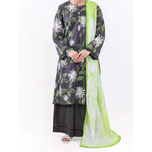 Ensemble 3 pièces noir non cousu pour femme, imprimé numérique, style pakistanais Salwar Kameez, tenue ethnique pour fête estivale, séchage rapide 2026 - Product Image 1
