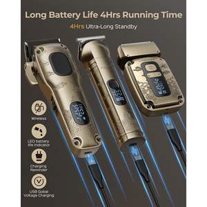 Tondeuse à Cheveux et Barbe Électrique Étanche pour Hommes, Rasoir à Lames, Sans Fil, 4 Vitesses, Alimentée par Batterie - Product Image 3