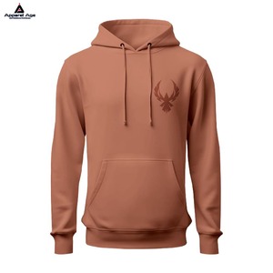 Sweat à capuche pull-over en coton vierge de haute qualité, fait sur mesure, sweat à capuche uni lourd avec logo brodé et impression de logo personnalisé - Product Image 6