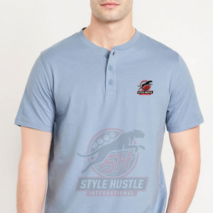 เสื้อยืดเฮนลีย์คุณภาพสูง เสื้อยืดขายดีสำหรับผู้ชาย เสื้อยืดเฮนลีย์สีพื้นสำหรับผู้ใหญ่ - Product Image 2