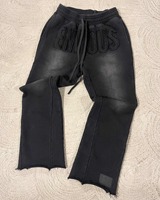 Ensemble unisexe sweat à capuche zippé et pantalon de survêtement deux pièces, effet délavé, broderie appliquée, survêtement jogger évasé pour homme et femme