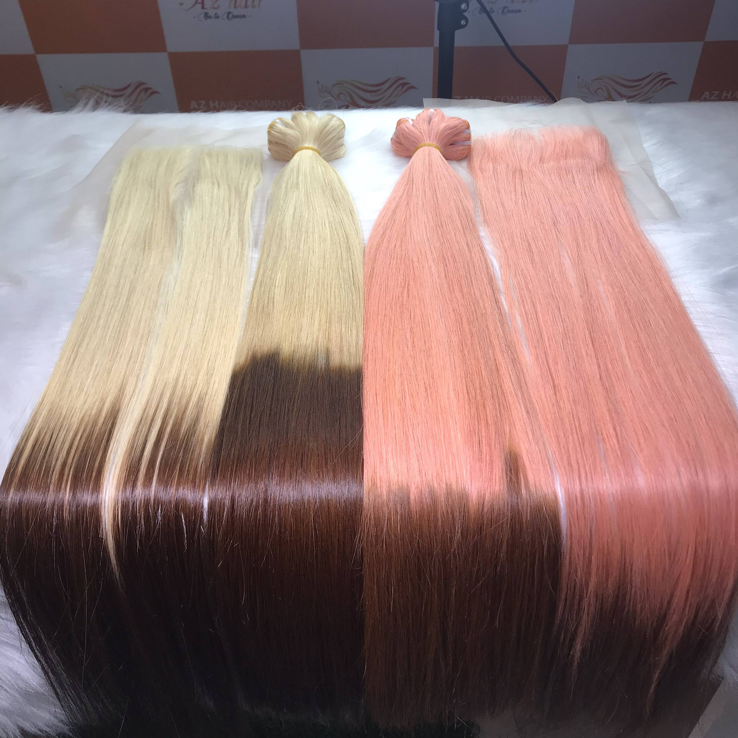 Pink straight weft