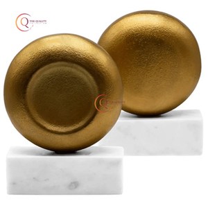 ที่ตั้งหนังสือบนโต๊ะชุบทองทองเหลืองโบราณที่ดีที่สุดของชั้นหนังสือตั้งโต๊ะทำด้วยมือที่มีฐานหินอ่อนสีขาว - Product Image 4