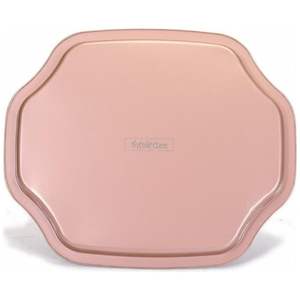 Bandeja grande de borde ondulado curvo de 285x400mm, patrón blanco, fondo de oro rosa, bandeja de servicio de madera de mango ovalada decorativa, OEM/ODM, bienvenida - Product Image 3