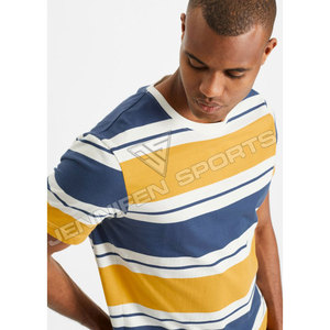 Camiseta de Hombre de Manga Corta, 100% Algodón Puro, a Rayas de Dos Colores, Transpirable, de Secado Rápido, Ligera, Personalizable y Económica - Product Image 4