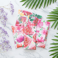 Étui souple en cuir à motif floral imprimé avec logo personnalisé pour lunettes de soleil, fermeture à pression, en microfibre, vente en gros