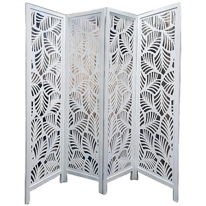 Separador de ambientes de madera blanqueada, biombo moderno de 4 paneles con acabado envejecido, decoración artesanal para el hogar - Product Image 2