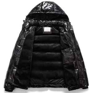 เสื้อแจ็คเก็ตพัฟเฟอร์ผ้ามันเงาสำหรับฤดูหนาว แบบยูนิเซ็กซ์ น้ำหนักเบา บุใยสังเคราะห์ กันลม กลับด้านได้ กันน้ำ มีโลโก้ด้านหน้า - Product Image 3