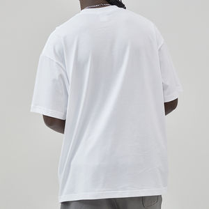 Camiseta lisa en blanco con estampado de hombros caídos holgada de algodón 100% de alta calidad personalizada para fabricantes de ropa para hombres de punto - Product Image 6