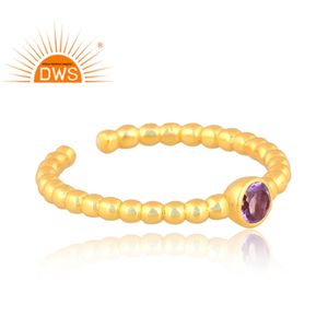 Juego de gemas de amatista Natural en forma redonda, oro de 18k, Plata de Ley 925, anillo de banda Eternity hecho a mano, joyería - Product Image 3