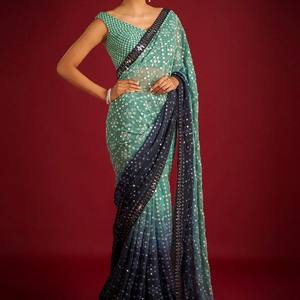 ชุดส่าหรีคอลเลกชั่นที่สวยขึ้นเครื่องบินดีไซน์เนอร์สวย - Product Image 6