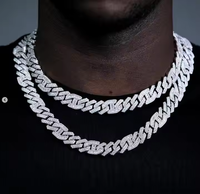 Chaîne cubaine Miami de luxe pour homme, entièrement pavée de diamants, en argent, style hip-hop, bijoux de mode, collier
