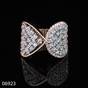 Floral Cocktail Lab Grown Diamond Ring Chapado en oro 14K Rose Gold Round Brilliant Cut Certified Trendy Party - Product Image 2