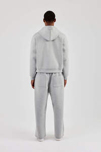 Nouveauté : Ensemble sweat-shirt et pantalon large gris personnalisé, broderie, coton de haute qualité, poids lourd, pour l'hiver - Product Image 2
