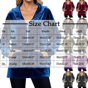 Sweats à capuche en velours pour femmes adultes couleur bleue demi-fermeture éclair pulls chauds d'hiver sweats à capuche en velours pour dame - Product Image 6