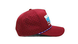 Sombreros de camionero de color granate personalizados de tela OEM agujeros cortados con láser logotipo 3D bordado personalizado, gorras de camionero para hombre gorra de golf - Product Image 5