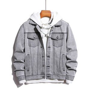 Veste en jean à manches longues de haute qualité pour hommes, délavage à l'acide, veste en jean vintage surdimensionnée pour hommes - Product Image 1