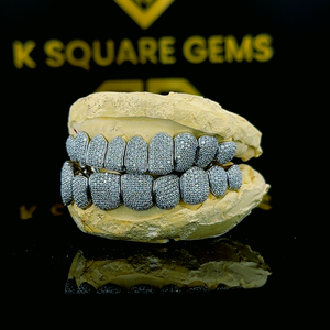 Entièrement Moissanite Round Brilliant Cut Vvs Clarity Diamond Iced Out Hip Hop Grilles personnalisées luxueuses en or blanc 14 carats - Product Image 2