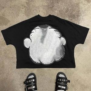 Camiseta Y2K Streetwear Vintage al por Mayor para Hombre, Camiseta con Hombros Caídos, Cuello Grueso, Corte Holgado de 2 Paneles, Estilo Cuadrado, OEM - Product Image 6