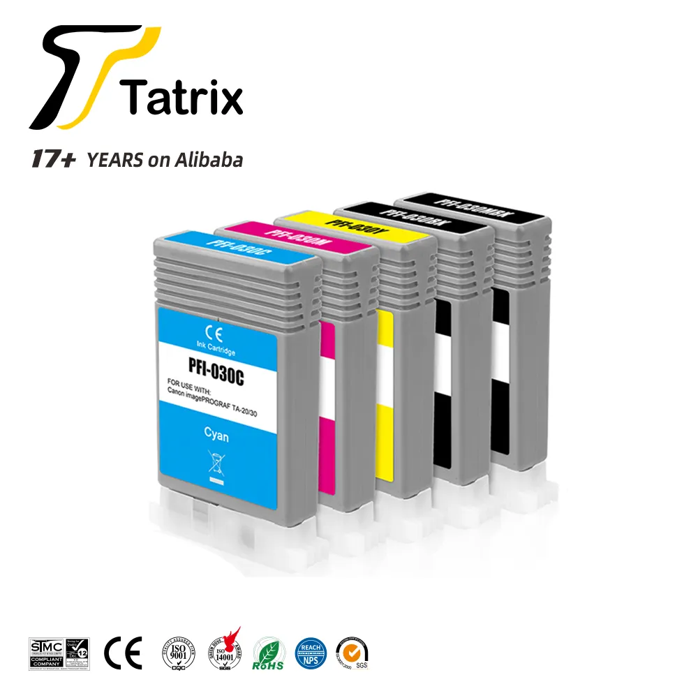 Tatrix pfi030 PFI-030 cao cấp màu tương thích Phun Ink Cartridge cho Canon imagePROGRAF