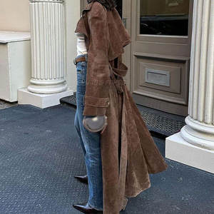 Abrigo de Cuero de Gamuza para Mujer, Cortavientos, Transpirable, Ligero y Suave para Uso Diario Informal y Urbano - Product Image 5