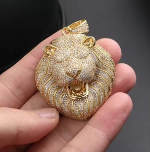 Acheter Bling Iced out Lion Pendentif Moissanite Hip Hop Bijoux Diamant Pierre Argent Plaqué pour Fête Mariage - Product Image 4
