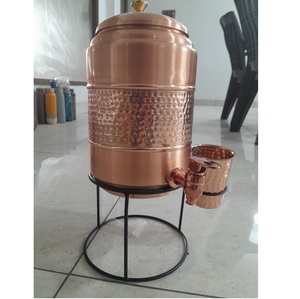 Dispensador de cobre puro de alta calidad con revestimiento seguro para alimentos y boca ancha para un almacenamiento de agua fácil de limpiar y regular de la India - Product Image 1