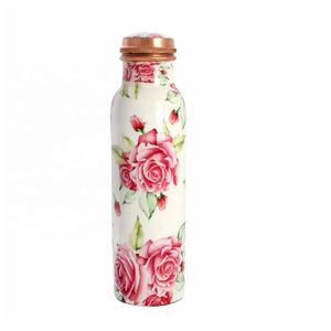 Botella de agua de cobre puro con estampado Floral, botella de agua para Yoga, recipiente de cobre Ayurvédico, botella de agua de cobre a prueba de fugas - Product Image 6