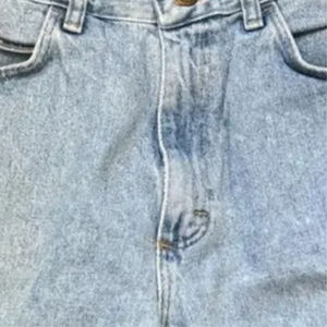 Pantalones cortos de mezclilla de algodón azul claro 100% Estilo Vintage recto de cintura media con punto - Product Image 3