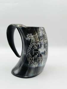 Taza tallada con cuerno de Animal Real, artesanías naturales ecológicas para decoración del hogar, recreaciones de estilo vikingo, festivales, Navidad Zn - Product Image 3