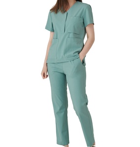 Nouveau Anti-rides lavable à manches courtes tissu doux gommages médicaux Salon de beauté infirmière gommages ensemble pour femmes uniforme d'hôpital - Product Image 6