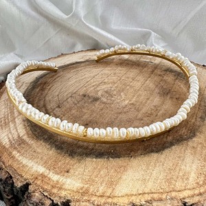 ชุบทองลูกปัดมุกมีสไตล์ของสร้อยคอเค้นคอทําด้วยมือที่ไม่ซ้ํากันที่ได้รับความนิยมชุดลําลองสําหรับผู้หญิงนักออกแบบสันติภาพของเค้นคอมุก - Product Image 2