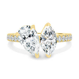 Bagues de luxe faites à la main à 5 griffes Toi Et Moi Solitaire Bagues de fiançailles en diamant de laboratoire en or massif 18 carats pour femmes OEM - Product Image 1