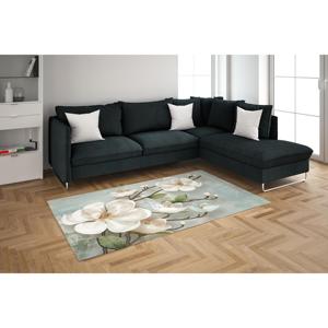 Alfombra Floral de Magnolia Blanca, Elegante Alfombra con Estampado Digital, Suave Tapete Botánico Azul, Alfombra de Chenilla - Product Image 4