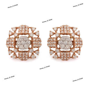 Pendientes de Diamante Moissanita con Baño de Rodio, Diseño Elegante con Piedras Brillantes, Pendientes Elegantes para Mujer - Product Image 2
