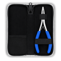 MANAN INSTRUMENTS Pince à extensions capillaires pour micro-anneaux et nano-perles, outil de sertissage professionnel, manche bleu, acier inoxydable, modèle salon