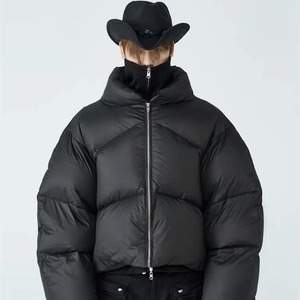 2025 personnalisé en gros hommes de haute qualité hiver Bomber veste toile broderie OEM col montant bouffant Polyester manches avant - Product Image 1