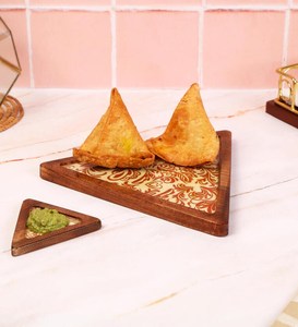 Plato triangular de madera de la mejor oferta con estampado de esmalte personalizado, platos de postre de café y aperitivos de resort, vajilla - Product Image 2